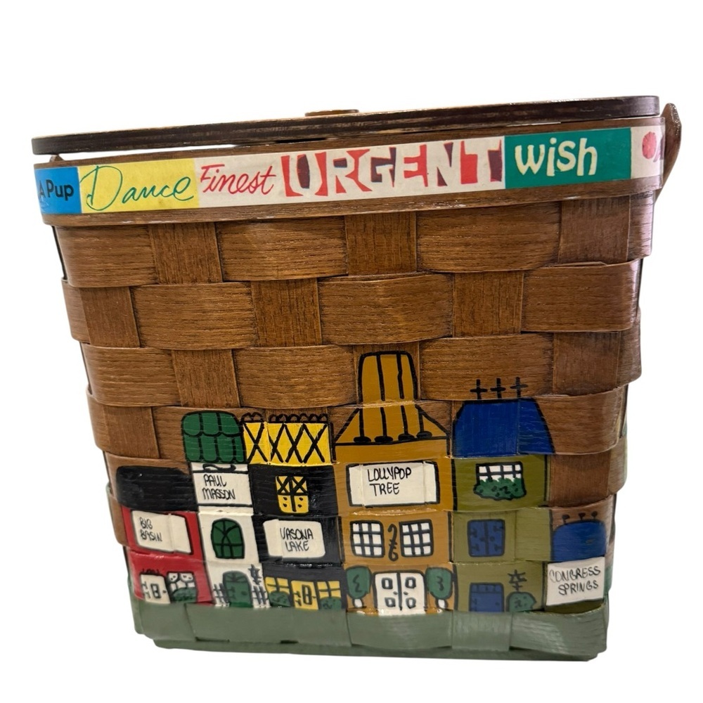 Caro Nan Signed Woven with handles Hand Painted Purse 1970’s Town of Los Gatos - Picture 7 of 11